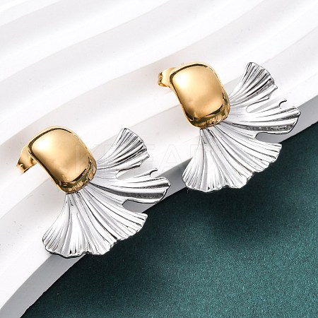 304 Stainless Steel Two Tone Stud Earrings for Women LS-EJEW-A136-01C-GP-1