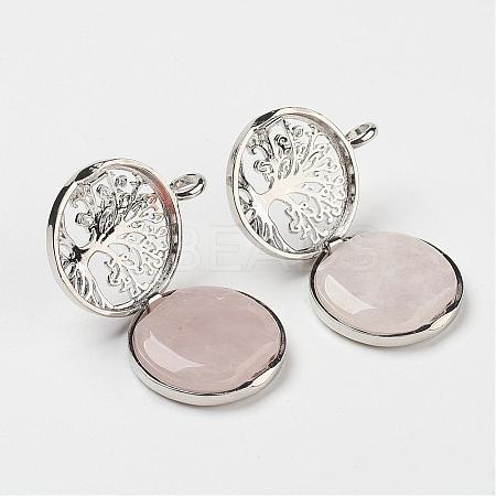 Natural Rose Quartz Pendants G-G910-F12-1