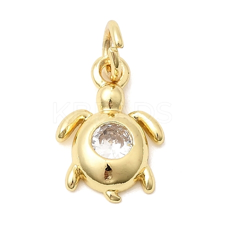 Brass Pave Clear Cubic Zirconia Pendants KK-G554-08D-G-1