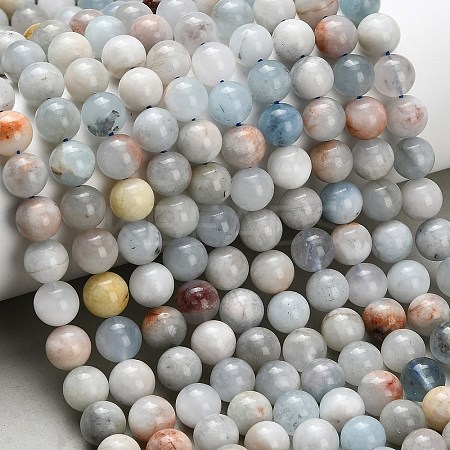 Natural Aquamarine Beads Strands G-F591-29B-8mm-1