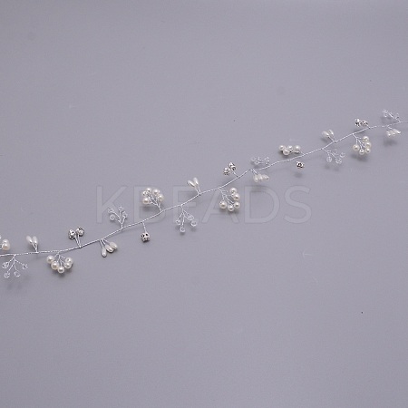 Handmade ABS Pearl Beads Hair Band OHAR-WH0019-06B-1