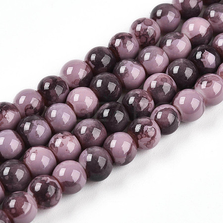Baking Paint Glass Beads Strands DGLA-N003-6mm-C09-1