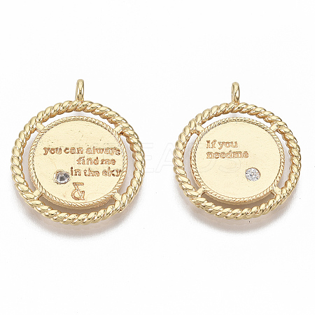 Brass Micro Pave Clear Cubic Zirconia Pendants KK-R126-020-NF-1