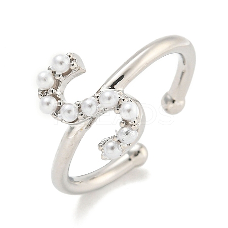 Rack Plating Brass Open Cuff Rings for Women RJEW-F162-01P-S-1