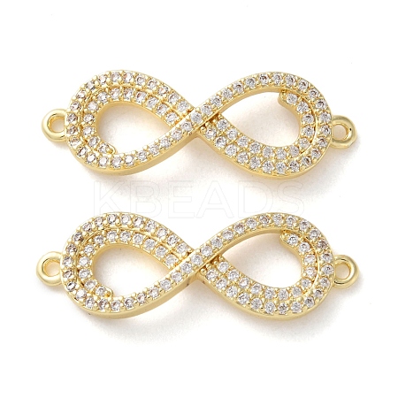 Rack Plating Brass Micro Pave Cubic Zirconia Infinity Connector Charms KK-C084-23D-G-1