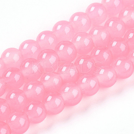 Baking Paint Imitation Jade Glass Round Bead Strands X-DGLA-Q021-6mm-03-1