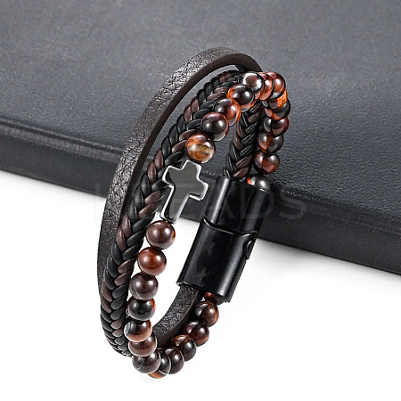 Leather Cord Multi-starand Bracelet PW-WG46246-01-1