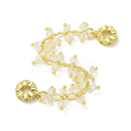 Brass Clear Cubic Zirconia Chain Tassel European Safety Chain Charms KK-A236-06G-1