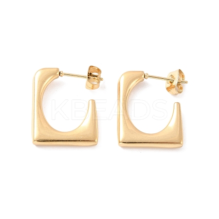 Ion Plating(IP) 304 Stainless Steel Rectangle Stud Earrings EJEW-P198-03G-1