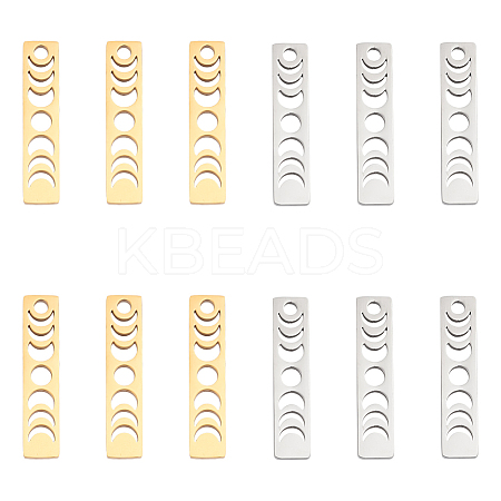 12Pcs 2 Colors 201 Stainless Steel Pendants STAS-UN0044-48-1