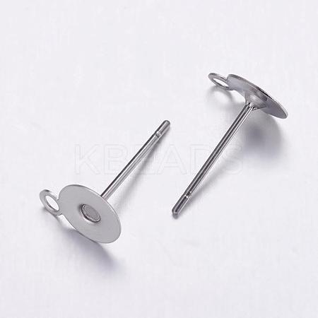 304 Stainless Steel Stud Earrings Findings STAS-K146-013-6mm-1