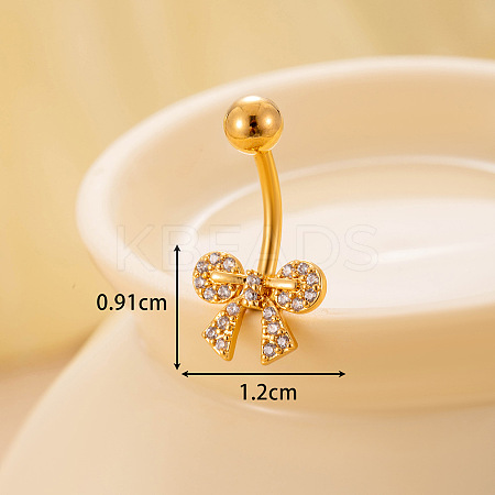 316L Surgical Stainless Steel Clear Cubic Zirconia Curved Barbell Belly Rings WGA1AD6-08-1
