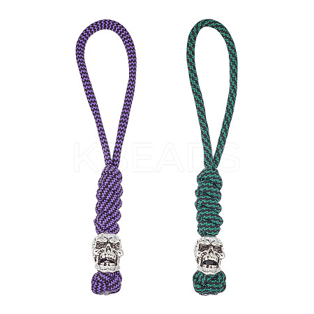2Pcs 2 Colors Handmade Nylon Parachute Cord Pendant Decorations for Men KEYC-HY0001-32A-1