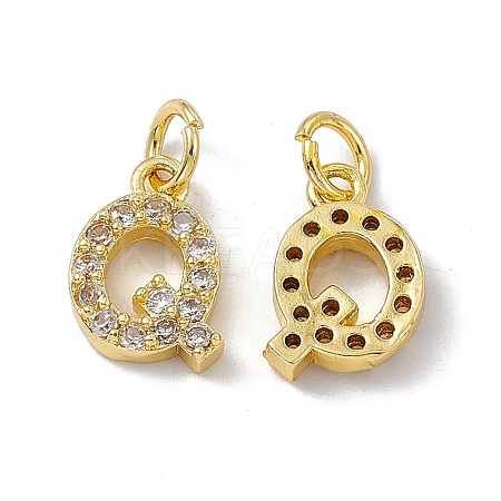 Real 18K Gold Plated Brass Micro Pave Clear Cubic Zirconia Charms KK-E068-VB452-Q-1