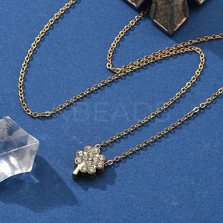 304 Stainless Steel Crystal Rhinestone Pendant Cable Chain Necklaces for Women NJEW-C062-01C-G-1