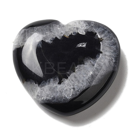 Natural Dyed & Heated Dyed & Heated Black Agate Love Heart Ornaments DJEW-Z007-01A-1