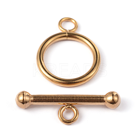 Ion Plating(IP) 304 Stainless Steel Ring Toggle Clasps STAS-L176-13G-1