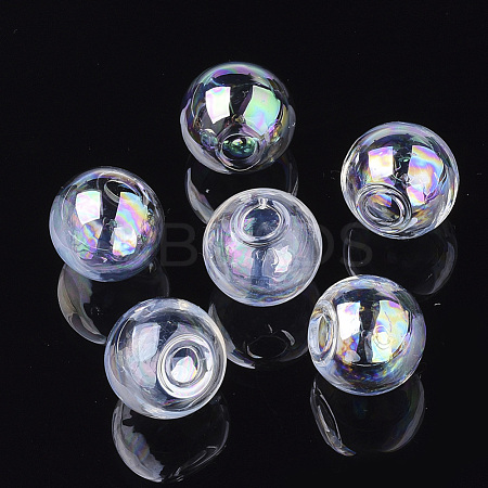 Round Handmade One Hole Blown Glass Globe Ball Bottles X-BLOW-R002-14mm-AB-1