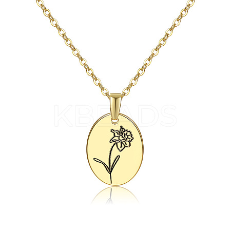 Brass Birth Month Flower Pendant Necklace HUDU-PW0001-034C-1-1