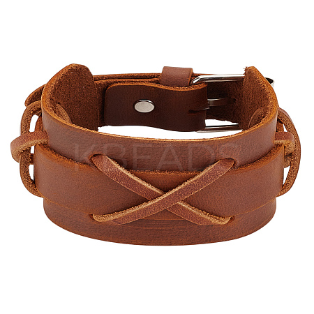 1Pc Cowhide Leather Cord Bracelets for Men BJEW-LP0001-18-1