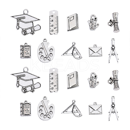 100pcs 10 Style Tibetan Style Alloy Pendants for Teachers' Day TIBEP-CJ0001-28-1