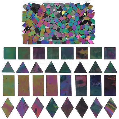 200Pcs 4 Styles Rainbow Iridescent Glass Cabochons MOSA-SP0001-03-1