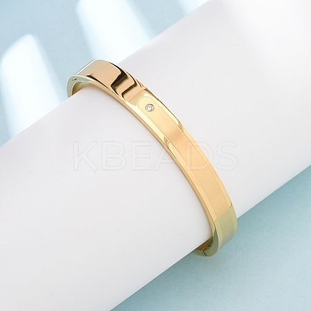 304 Stainless Steel Micro Pave Clear Cubic Zirconia Bangles for Women BJEW-B161-04G-1