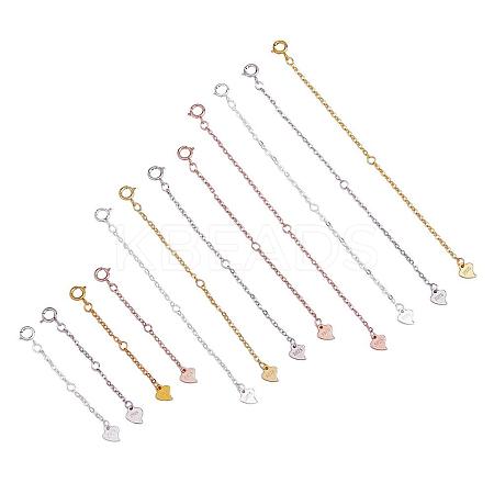 12 Pieces Extension Chain with lobster buckle Sterling Silver Extender Chains Necklace Bracelet Anklet Removable Chain Extenders Charms for DIY Jewelry Making Accessories JX630A-1