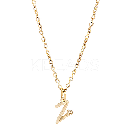1pc 304 Stainless Steel Letter Pendant Necklaces NJEW-LP0001-39Z-G-1
