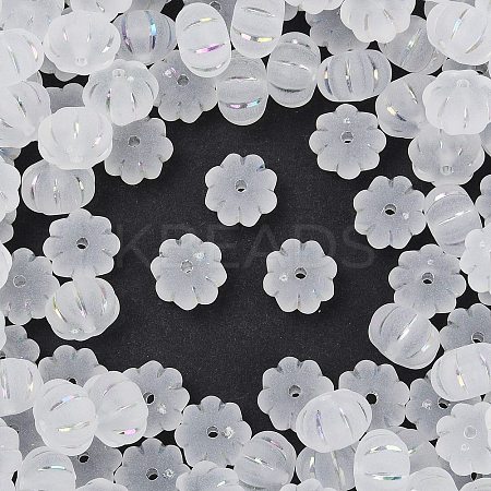Frosted Transparent Acrylic Beads OACR-P029-03B-06-1