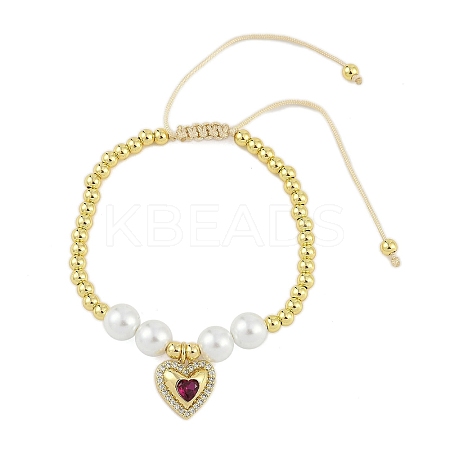 Rack Plating Brass Stretchable Bracelets with Cubic Zirconia for Women BJEW-D047-02G-02-1