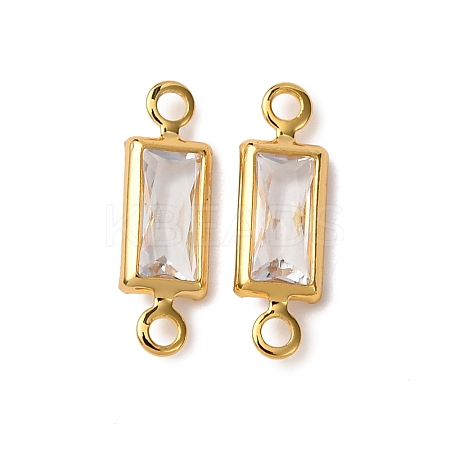 Brass Pave Clear Cubic Zirconia Connector Charms KK-Z121-06G-07-1