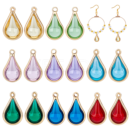 16Pcs 8 Colors Glass Gourd Pendants KK-PH0013-31-1