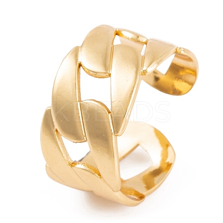 PVD Vacuum Plating 304 Stainless Steel Curb Chain Open Cuff Rings for Women RJEW-G316-11G-1