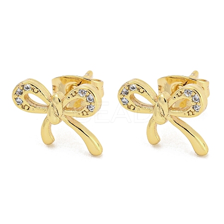 Brass Micro Pave Cubic Zirconia Ear Studs EJEW-P261-24B-G-1