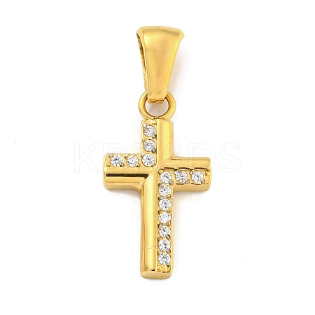 Ion Plating(IP) 304 Stainless Steel Cubic Zirconia Pendants STAS-C102-04A-G-1