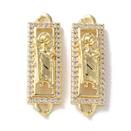 Rack Plating Brass Clear Cubic Zirconia Saint Connector Charms KK-C084-36B-G-1