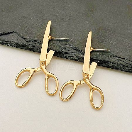 Alloy Scissor Stud Earrings for Unisex EJEW-V006-06KCG-1