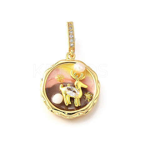 Brass Micro Pave Cubic Zirconia & Enamel Pendants KK-R222-12G-01-1