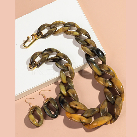 Acrylic Curb Chain Necklaces & Dangle Earrings Sets FS-WGC8108-04-1