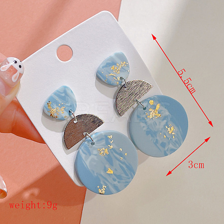 Handmade Polymer Clay & Alloy Dangle Stud Earrings for Women WGEC92E-01-1