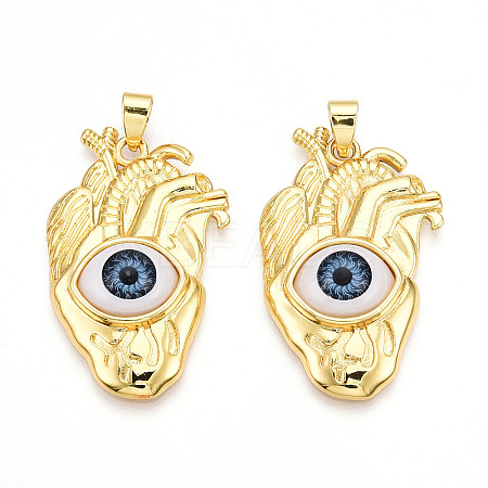 Brass Resin Pendants KK-T070-98-1