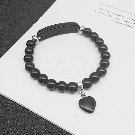 Natural Obsidian Charm Stretch Bracelets for Women Men JX9196-2-1