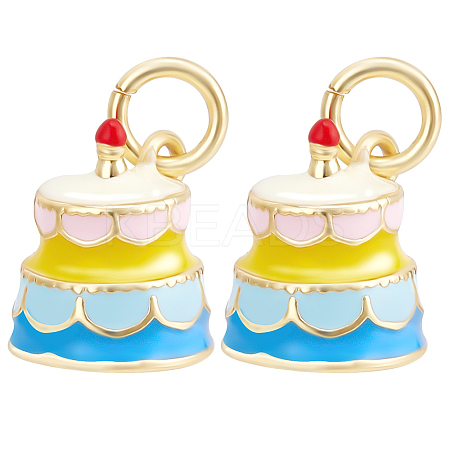 6Pcs Real 18K Gold Plated Brass Enamel Pendants KK-BBC0015-31-1