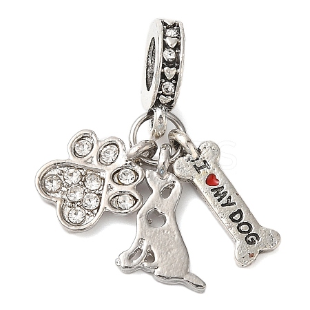Rack Plating Alloy Crystal Rhinestone European Dangle Charms PALLOY-S189-20P-1