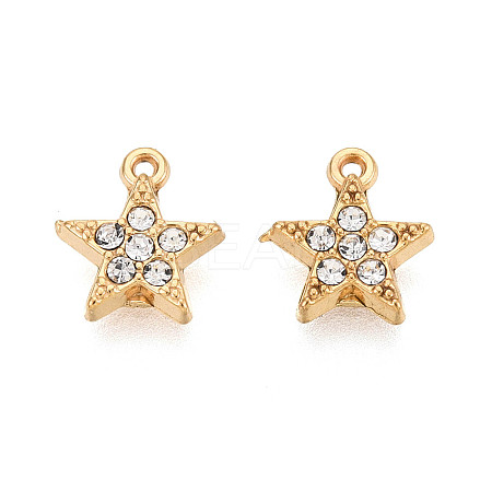 304 Stainless Steel Rhinestone Charms STAS-N110-43G-1