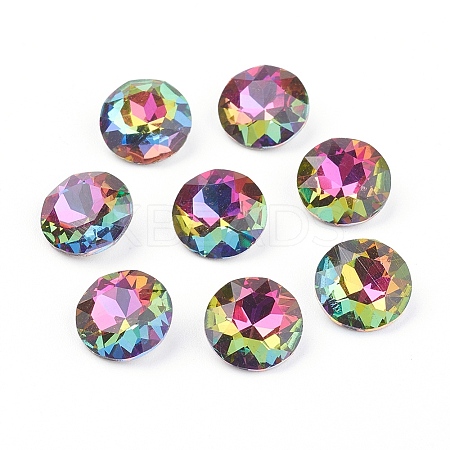 Pointed Back & Back Plated Glass Rhinestone Cabochons X-RGLA-J012-8mm-001VO-1