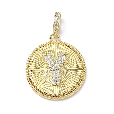 Brass Micro Pave Clear Cubic Zirconia Pendants KK-L253-17G-Y-1