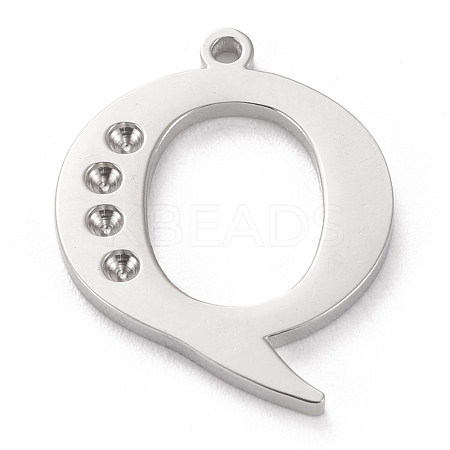 Tarnish Resistant 304 Stainless Steel Letter Pendant Rhinestone Settings STAS-J028-01Q-1