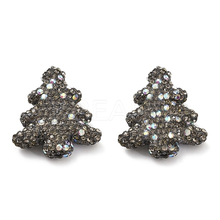 Christmas Tree Polymer Clay Rhinestone Beads CLAY-NH0001-14G-1